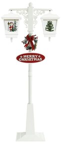 Candeeiro de rua c/ Pai Natal 81x40x188cm PVC branco e vermelho