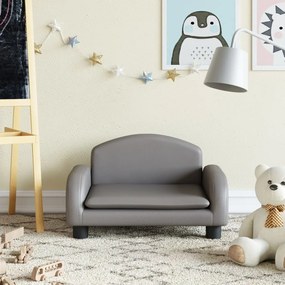 vidaXL Sofá infantil 50x40x30 cm couro artificial cinzento