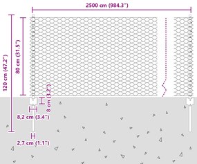 Postes de Cerca vidaXL 11 pcs U-Channel Cinza 80 cm Aço