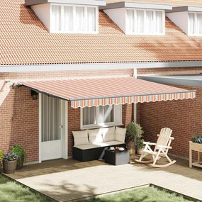 Toldo Retrátil Automático com Listras LED Multicoloridas 450x300 cm