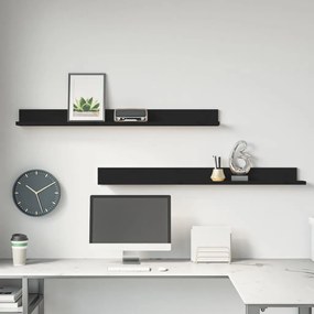 vidaXL Prateleiras de parede 2 pcs 110x11x9 cm pinho maciço preto