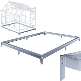 Fundação em aço galvanizado para estufa 250 x 190 x 12 cm Prateado