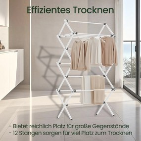 Estendal roupa, secador de roupa dobrável, compacto 37 x 75 x 135,1 cm Branco