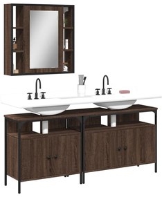 vidaXL 3 pcs conjunto móveis WC derivados de madeira carvalho castanho