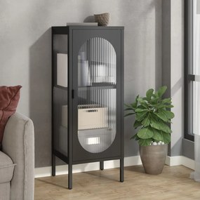 vidaXL Aparador 40x35x105 cm vidro e aço preto