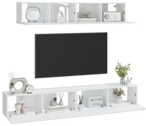 Conjunto móveis de TV 4 pcs madeira processada branco