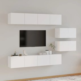 vidaXL 6 pcs conjunto móveis de TV madeira processada branco brilhante