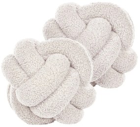 Conjunto de 2 almofadas decorativas com nó em tecido bouclé branco 19 x 19 cm MALNI Beliani