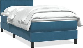 vidaXL Cama com molas/colchão azul-escuro 80x210 cm veludo