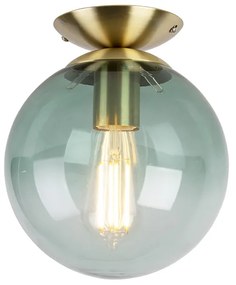 Luminária de teto Art Déco de latão com vidro verde - Pallon Art Deco