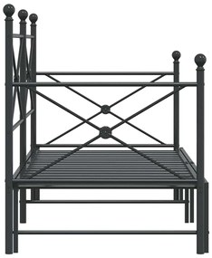 Cama de dia com gavetão sem colchão 80x200 cm aço preto