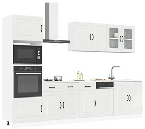 7 peças armário de cozinha conjunto Kalmar branco brilhante