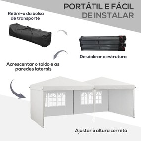 Tenda Dobrável 585x295 cm com Paredes Laterais Tenda para Festas com A