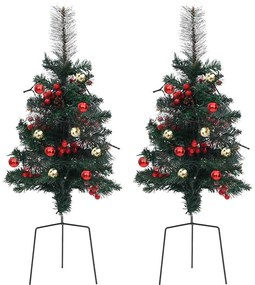 Árvore de Natal artificial de exterior pré-iluminada 2 pcs PVC