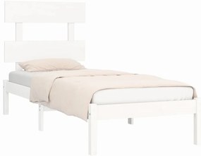 Estrutura de cama solteiro 90x190 cm madeira maciça branco
