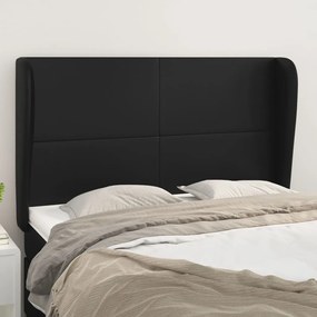 Cabeceira de cama c/ abas couro artif. 147x23x118/128 cm preto