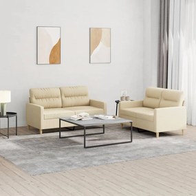 3201570 vidaXL 2 pcs conjunto de sofás com almofadões tecido cor creme
