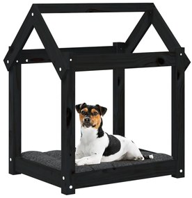 Cama para cães 61x50x70 cm madeira de pinho preto