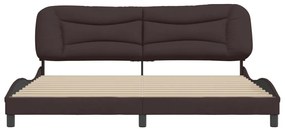 Estrutura de cama sem colchão 200x200 cm tecido castanho-escuro