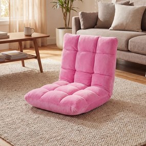 Cadeira de Chão Dobrável, 104 x 53 x 15 cm, Encosto Ajustável em 14 Posições, Rosa