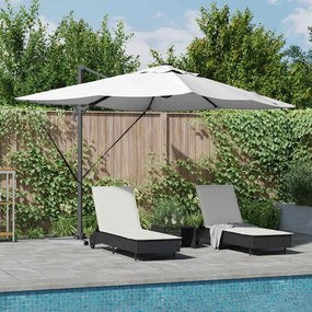 vidaXL Guarda-Sol Roma de Braço Articulado com LEDs Bege 352x251x265 cm Alumínio