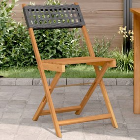 vidaXL Cadeiras de bistrô 2 pcs madeira acácia maciça e vime PE preto