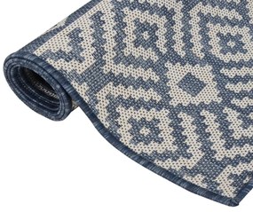 Tapete de tecido plano para exterior 160x230 cm riscas azuis