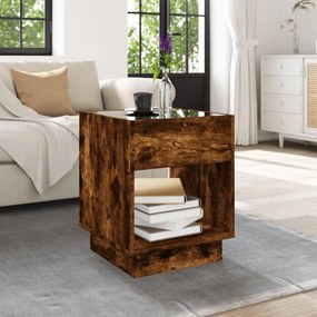 Mesa de centro luzes LED Infinity 40x40x50 cm carvalho fumado