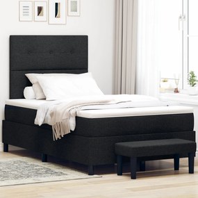 Cama Box Spring com Colchão e Banco Preto 120x200 cm Tecido