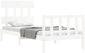 Cama sem colchão 90x200 cm madeira de pinho maciça branco