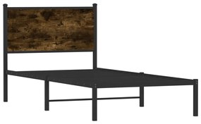 Estrutura de cama sem colchão 90x200 cm metal carvalho fumado