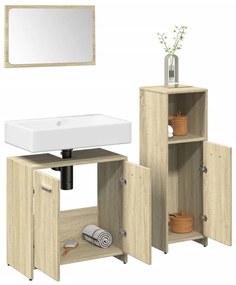 vidaXL 3 pcs conj. móveis casa banho derivados madeira carvalho sonoma
