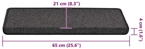 Tapetes de escada 30 pcs 65x21x4 cm antracite