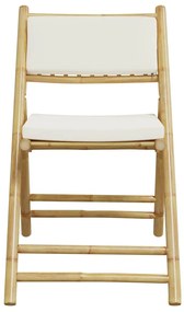 3 pcs conjunto bistrô dobrável c/ almofadões branco nata bambu
