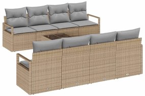 Conjunto de Sofá Jardim vidaXL com Almofadas Bege Polirattan