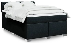 vidaXL Cama com molas/colchão 160x200 cm tecido preto
