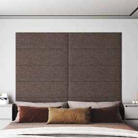 vidaXL Painel de parede 12 pcs 90x30cm tecido 3,24m² cinza-acastanhado