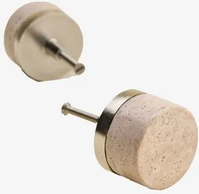 Pack De 2 Puxadores Em Pedra Natural E Aço Inoxidável Osmery Travertino & Cinza Escovado - Sklum
