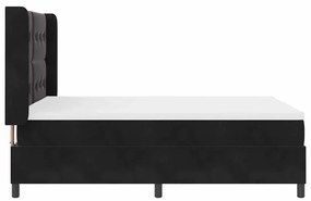 Cama Box Spring com Colchão &amp; LED Preto 140x190 cm Veludo