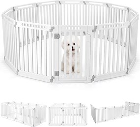 Conjunto de 11 Painéis para Parque de Cães, 53 x 81 cm, Porta com Fecho Duplo, Branco