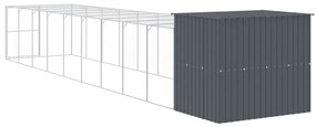 Casota p/ cães c/ parque 214x1069x181cm aço galvaniz. antracite