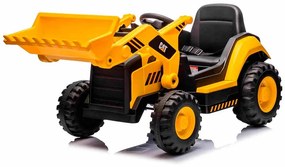Escavadora eléctrica Crianças 12V Caterpillar licenciado, com Pá Frente, assento individual, cor amarela, entrada USB para leitor de MP3, tração trase