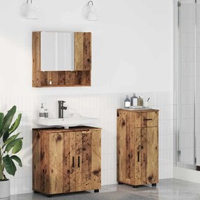 vidaXL Conjunto de Móveis para Banheiro com porta 3 pcs Madeira antiga