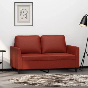 vidaXL Sofá de 2 lugares 120 cm couro artificial vermelho tinto