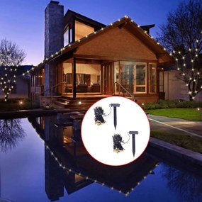 vidaXL Luzes de natal LED solares 2 pcs branco quente