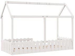 Cama infantil formato casa 80x200 cm pinho maciço branco