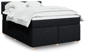 Cama com molas/colchão 160x200 cm tecido preto