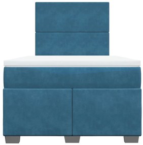Cama boxspring com colchão 120x200 cm veludo azul