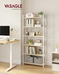 Estante livros 30 x 64 x 185,5 cm bege natural-branco