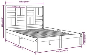 Estrutura de cama pequena casal 120x190 cm pinho maciço